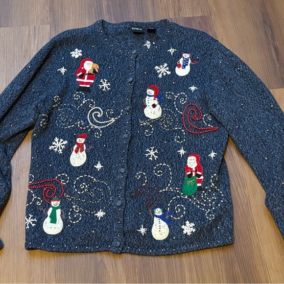 Festive Snowman and Santa Cardigan - Picture 1 of 5